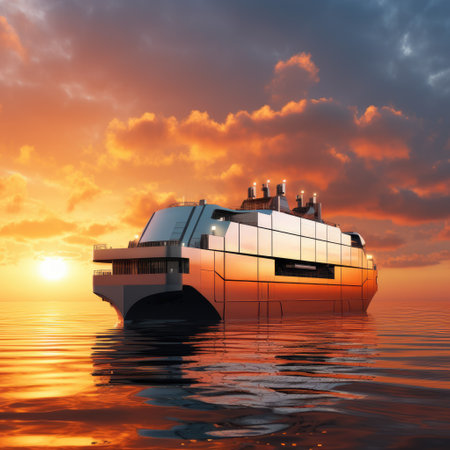 The ship's sleek and streamlined design, combined with advanced technology, gives it a distinct and futuristic appearance. Its massive size and impressive cargo capacity are evident, highlighting its role in transporting goods and supplies across vast distances.の素材