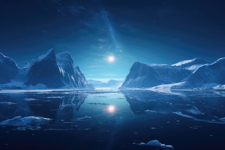 Climate Change - Antarctic Melting Glacier in a Global Warming Environment. Generative AIの素材