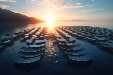 Futuristic environmentally friendly power plant of the future in the ocean, Revolutionizing Water Energy Systems with Full Automation. Efficiency and Comfort of Fully Automated Modern Water Energy Systemsの素材