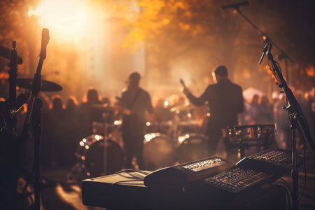 A people concentration on show in a large stadium. Generative AIの素材