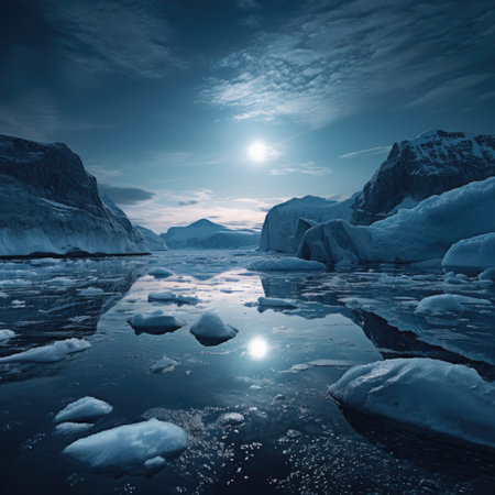 Climate Change - Antarctic Melting Glacier in a Global Warming Environment. Generative AIの素材