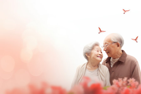 Senior, couple and old man and woman hug with love, care and support outside their home or house. Lovers, pensioners and elderly people enjoying retirement together with happiness in marriageの素材