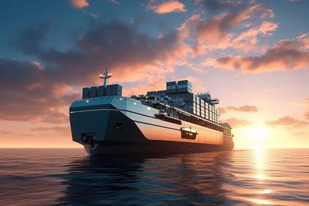 The ship's sleek and streamlined design, combined with advanced technology, gives it a distinct and futuristic appearance. Its massive size and impressive cargo capacity are evident, highlighting its role in transporting goods and supplies across vast distances.の素材