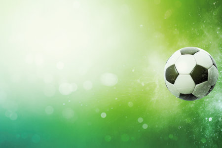 Soccer ball on bright colorful background. Generative AIの素材