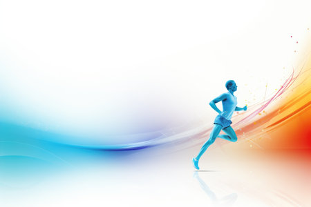 Bright colorful background sports theme running man woman. Generative AIの素材
