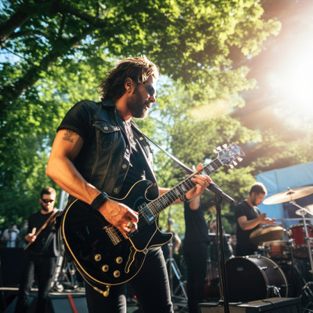 A people concentration on show in a large stadium. Generative AIの素材
