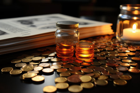 Business candle stick graph chart of stock market investment trading, Bullish point, Bearish point. trend of graph design. Gnerative AIの素材