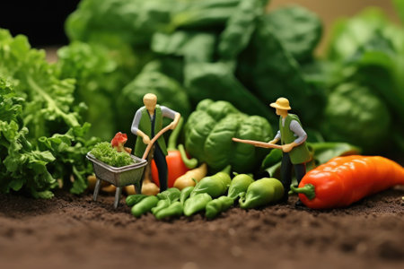 Miniature workers make food. Gnerative AIの素材