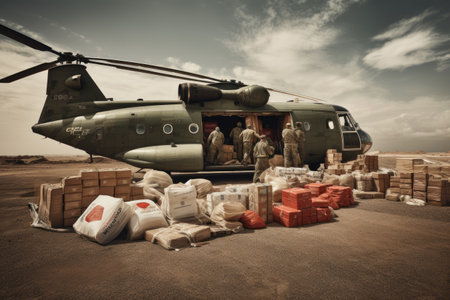 A heartwarming and uplifting concept of humanitarian aid, representing global compassion and support.の素材