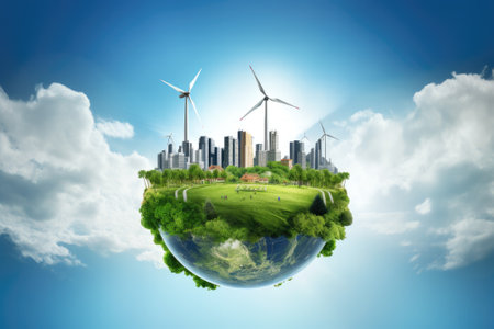A realistic photograph showcasing the beauty of nature and the importance of preserving the environment for sustainable development. Generative AIの素材