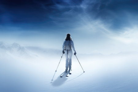 Skiing Jumping skier Extreme winter sports. Gnerative AIの素材