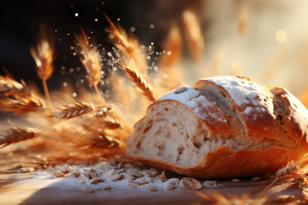 Different kinds of fresh bread as background, top viewの素材