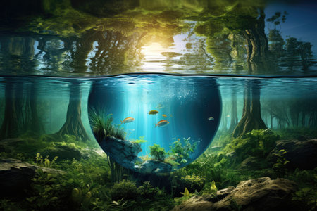 A vibrant and realistic photograph showcasing Planet Earth with its abundant water resources, captured with the assistance of Generative AI.の素材