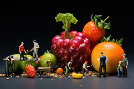 Miniature workers make food. Gnerative AIの素材