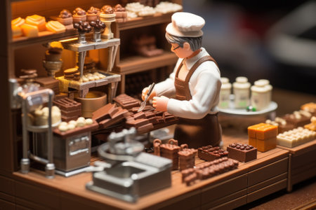 Small toy chocolatier making chocolates, Gnerative AIの素材