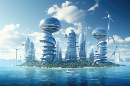 Futuristic environmentally friendly power plant of the future, Revolutionizing Energy Systems with Full Automation. Efficiency and Comfort of Fully Automated Modern Energy Systemsの素材