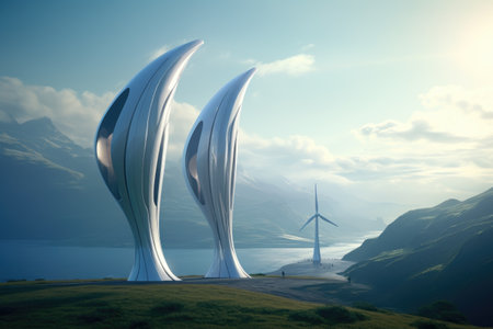 Futuristic environmentally friendly power plant of the future, Revolutionizing Energy Systems with Full Automation. Efficiency and Comfort of Fully Automated Modern Energy Systemsの素材