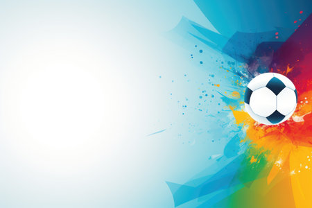 Soccer ball on bright colorful background. Generative AIの素材