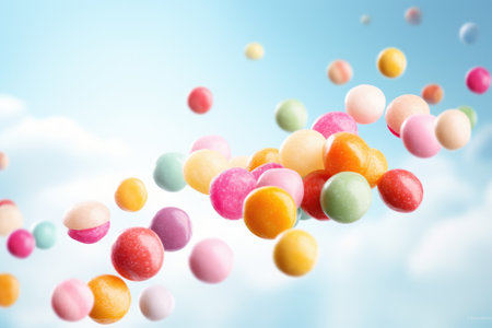 candy bar. Festive sweet with lots of macarons and eclairs Gnerative AIの素材