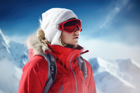 Skiing Jumping skier Extreme winter sports. Gnerative AIの素材