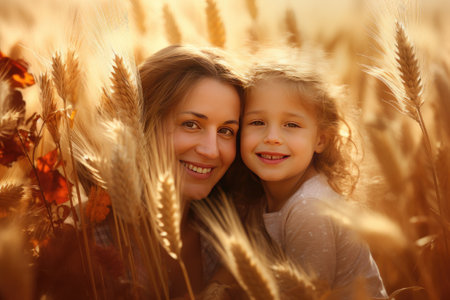 Portrait Of Happy Parents Posing With Their Little Daughter At Home Gnerative AIの素材