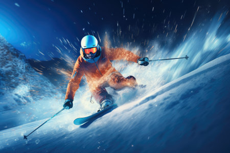 Skiing Jumping skier Extreme winter sports. Gnerative AIの素材