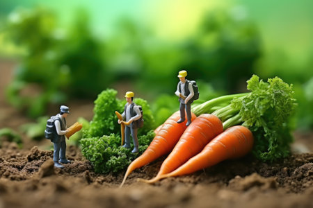 Miniature workers make food. Gnerative AIの素材