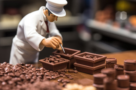 Small toy chocolatier making chocolates, Gnerative AIの素材