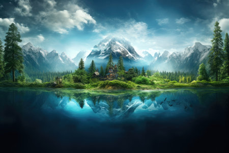 A vibrant and realistic photograph showcasing Planet Earth with its abundant water resources, captured with the assistance of Generative AI.の素材