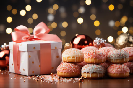 candy bar. Festive sweet with lots of macarons and eclairs Gnerative AIの素材