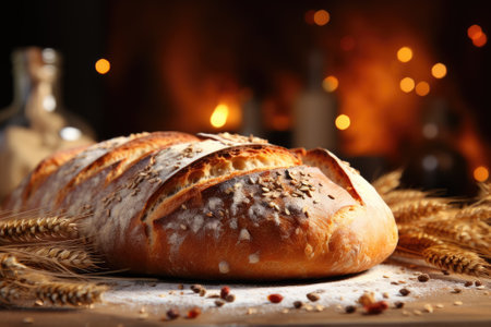 Different kinds of fresh bread as background, top viewの素材
