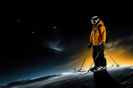 Skiing Jumping skier Extreme winter sports. Gnerative AIの素材