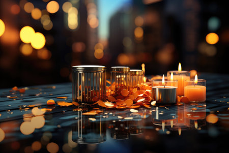 Business candle stick graph chart of stock market investment trading, Bullish point, Bearish point. trend of graph design. Gnerative AIの素材