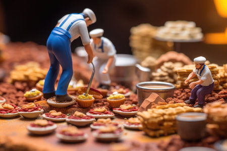 Small toy chocolatier making chocolates, Gnerative AIの素材