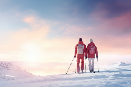 Skiing Jumping skier Extreme winter sports. Gnerative AIの素材