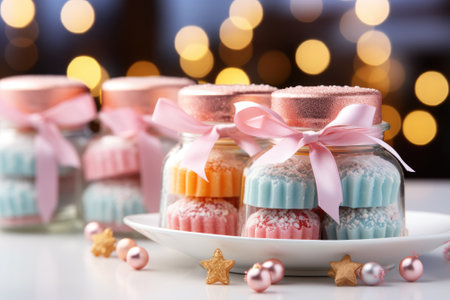 candy bar. Festive sweet with lots of macarons and eclairs Gnerative AIの素材