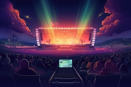 A people concentration on show in a large stadium with many visitors. Generative AIの素材