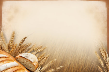 Different kinds of fresh bread as background, top viewの素材