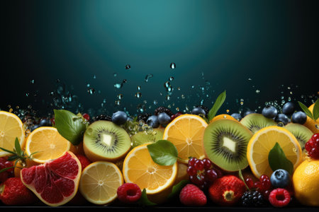 Fresh fruits assorted fruits colorful background.Vitamins natural nutrition concept.の素材