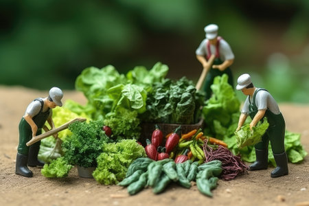 Miniature workers make food. Gnerative AIの素材