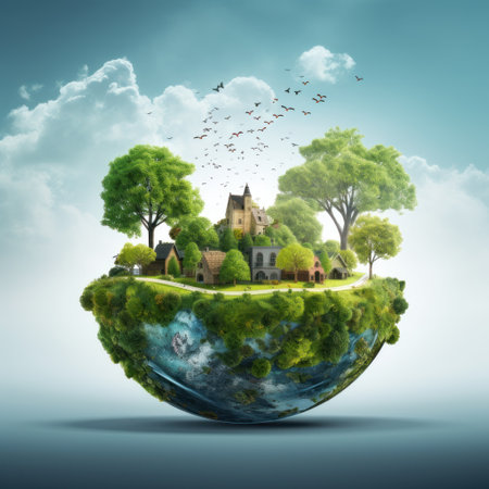 A realistic photograph showcasing the beauty of nature and the importance of preserving the environment for sustainable development. Generative AIの素材