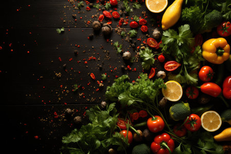 Close up of various colorful raw vegetables Gnerative AIの素材