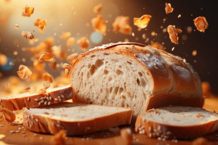 Different kinds of fresh bread as background, top viewの素材