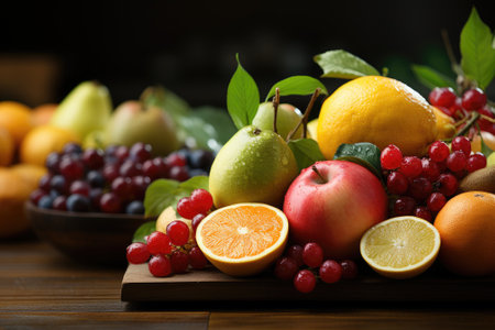 Fresh fruits assorted fruits colorful background.Vitamins natural nutrition concept.の素材