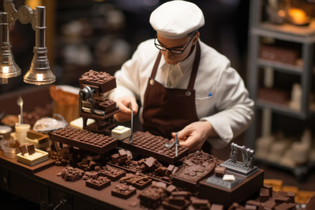 Small toy chocolatier making chocolates, Gnerative AIの素材