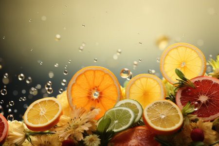Fresh fruits assorted fruits colorful background.Vitamins natural nutrition concept.の素材