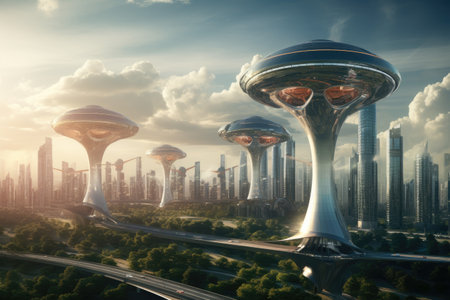 Futuristic environmentally friendly power plant of the future, Revolutionizing Energy Systems with Full Automation. Efficiency and Comfort of Fully Automated Modern Energy Systemsの素材