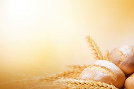 Different kinds of fresh bread as background, top viewの素材