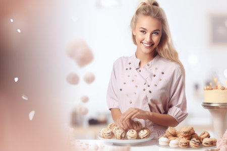 people, food, junk-food and eating concept - close up of female hand holding bitten glazed donutの素材