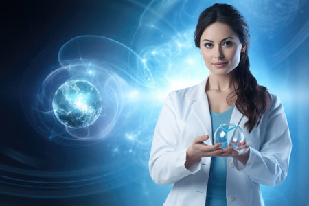 Science and medicine, scientist analyzing, experiments containing chemical liquid in laboratory, structure, innovative and technology. Gnerative AIの素材